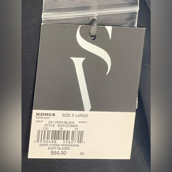 NWT Simply Vera Wang Roll tab sleeve black blazer sz XL - Picture 9 of 9